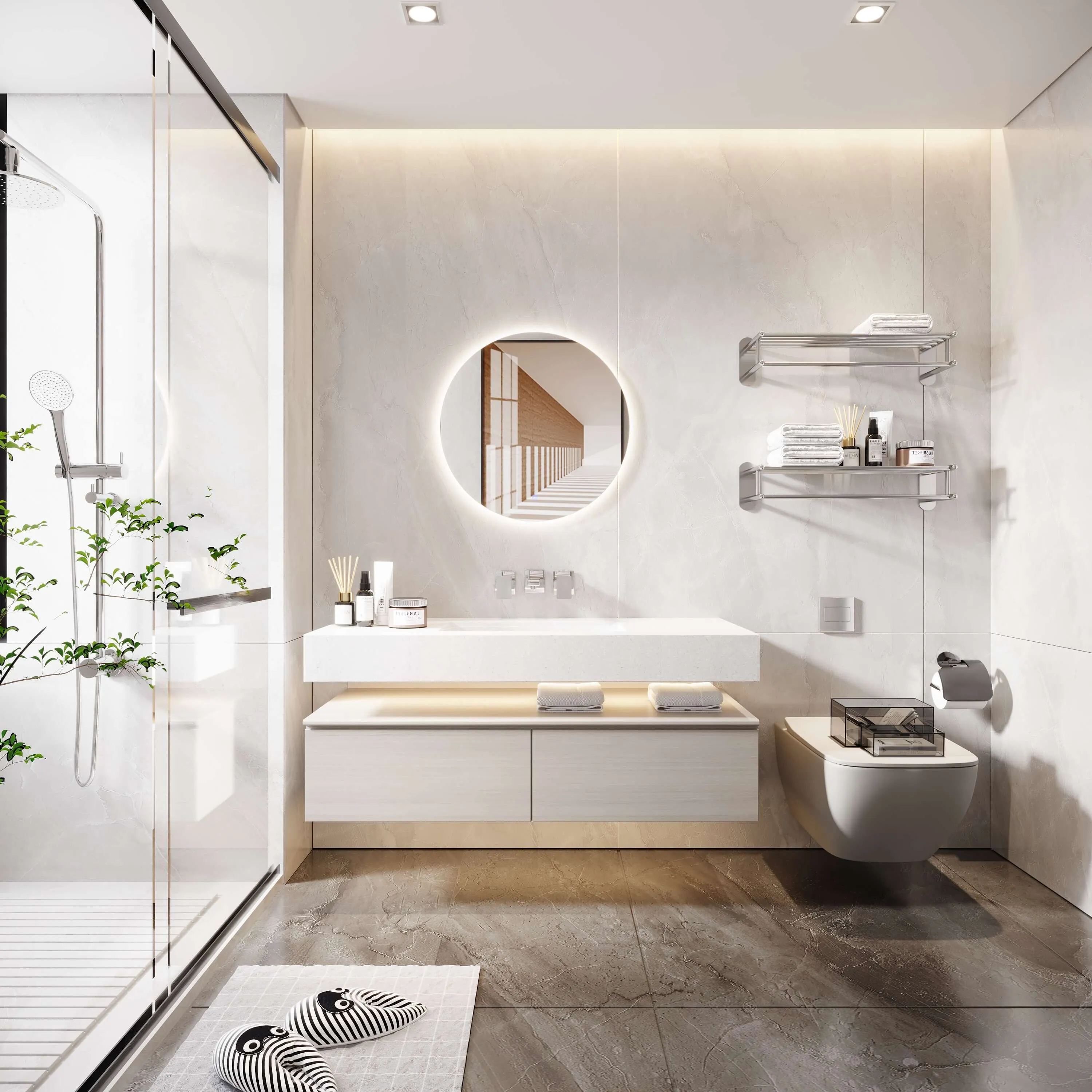 MIRPLUS 24'' Round LED Bathroom Mirror Backlit Frameless Anti-fog Dimmable Mirror