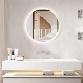 MIRPLUS 24'' Round LED Bathroom Mirror Backlit Frameless Anti-fog Dimmable Mirror
