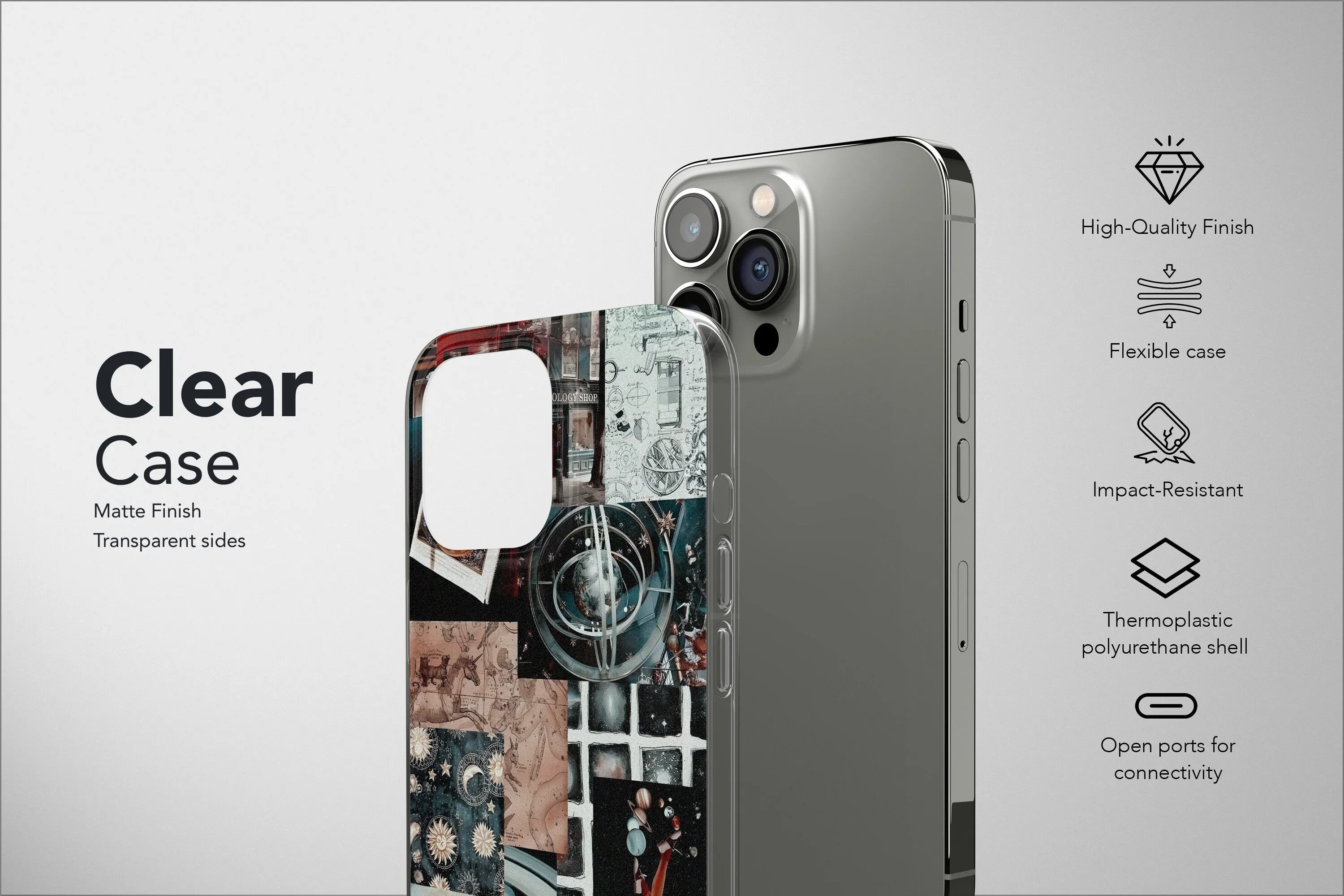Moon and Stars Phone Case Celestial Collage Cover