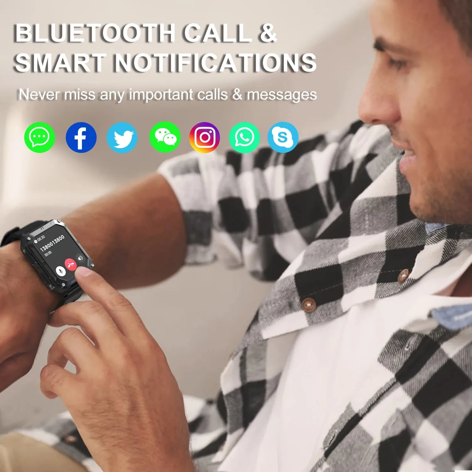 New Men's Voice Assistant BT Wireless C20 Pro Smart Watch IP68 Waterproof Wristwatch for Android Ios