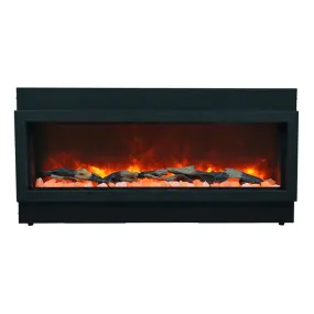 Panorama Built-In-XT 40" Wide Deep Indoor/Outdoor Built-In Electric Fireplace with Black Steel Surround