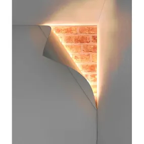 "Big Reveal" LED Corner Light 18" White Curved Metal