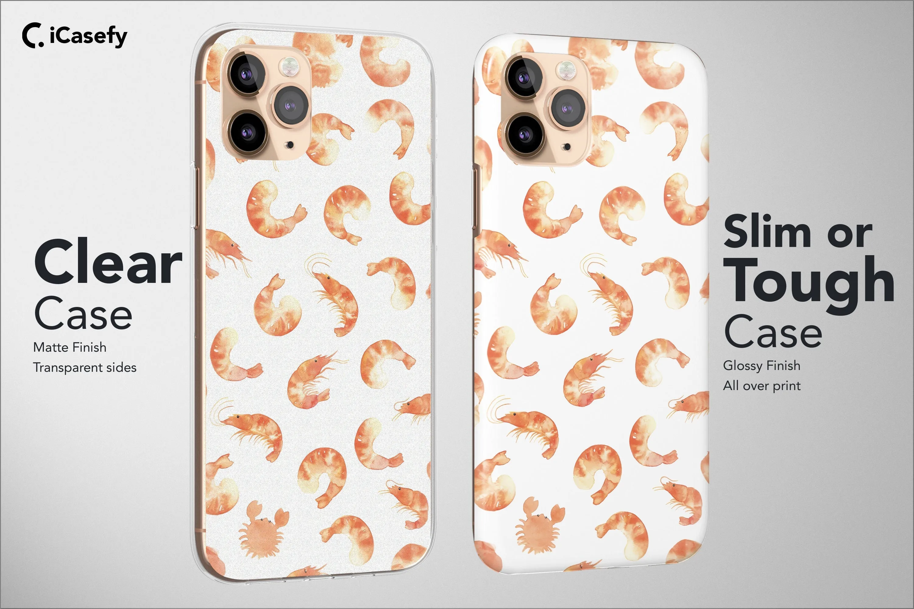 Seamless Pattern Shrimp Phone Case Sea Fish Cover