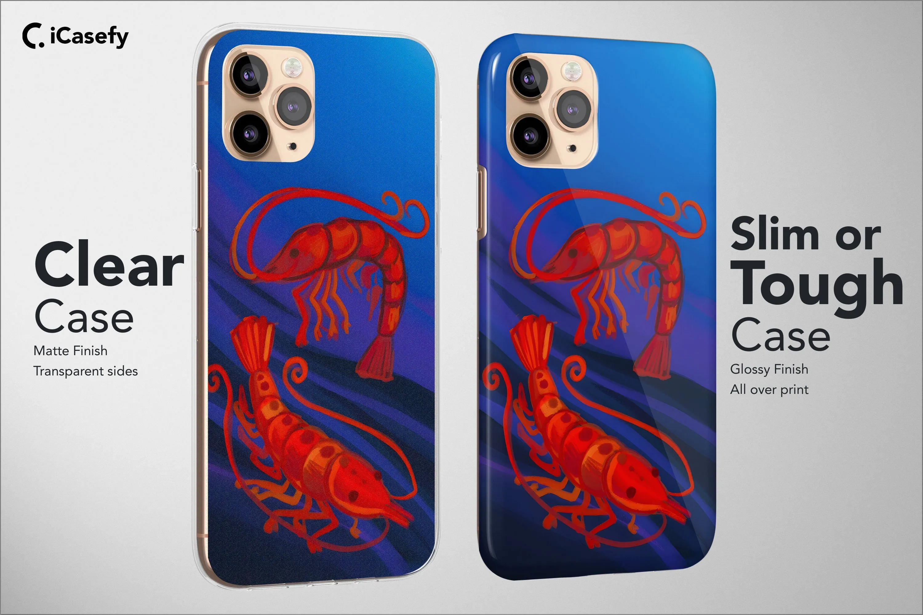 Seamless Pattern Shrimp Phone Case Sea Fish Cover