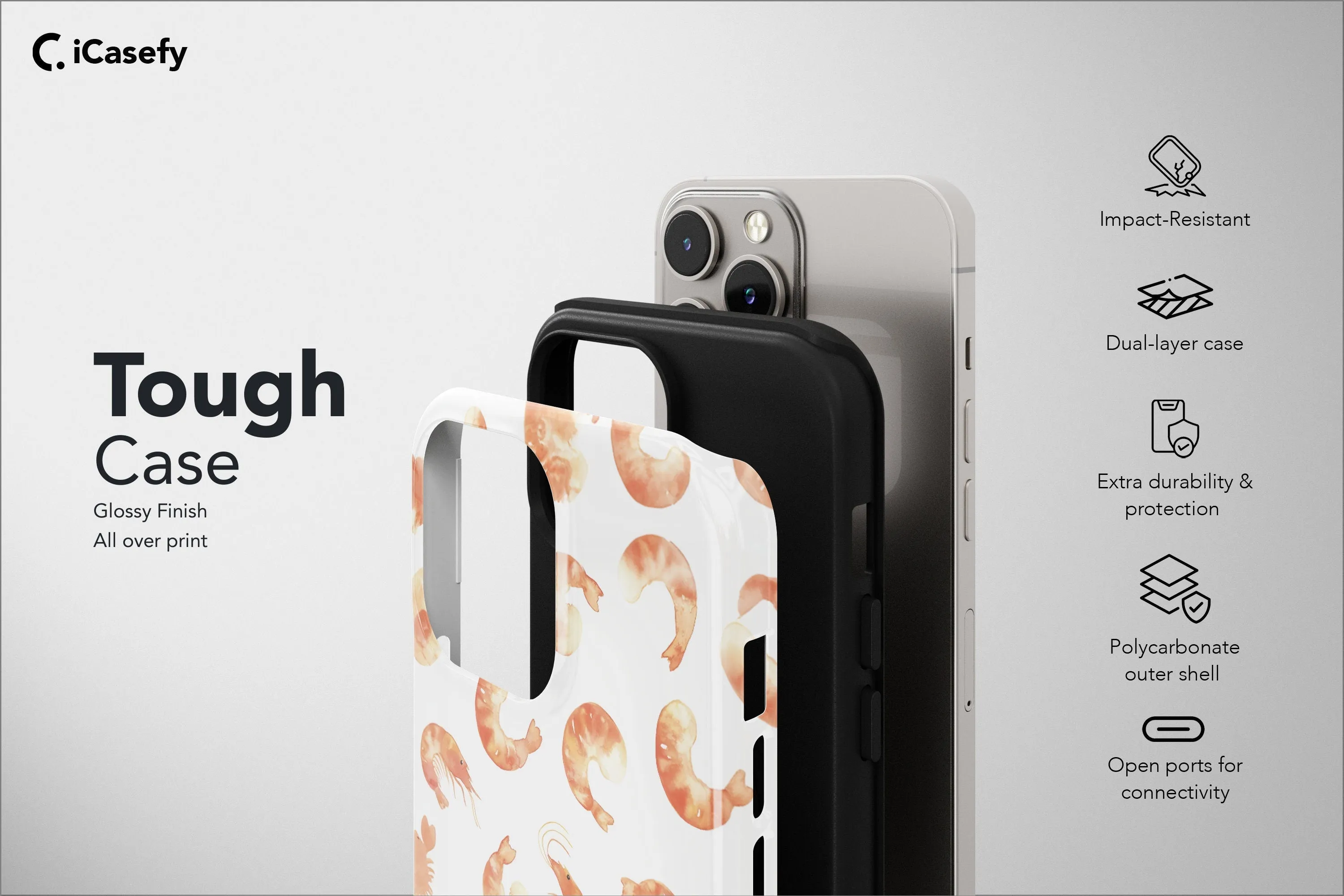 Seamless Pattern Shrimp Phone Case Sea Fish Cover