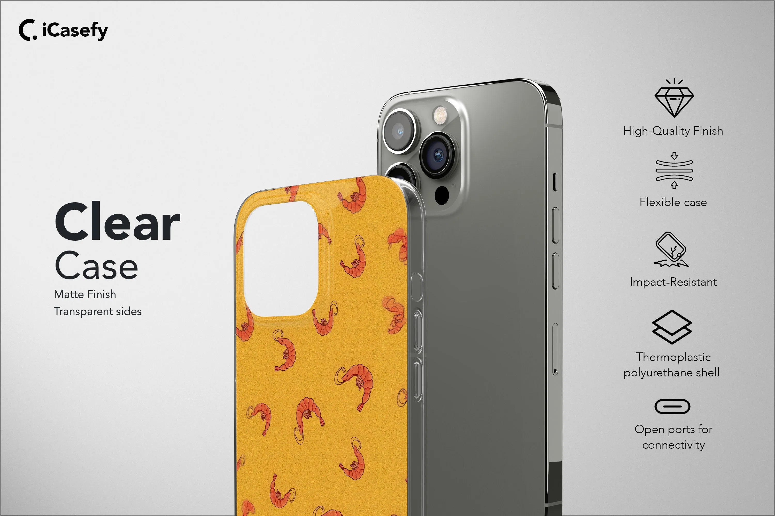 Seamless Pattern Shrimp Phone Case Sea Fish Cover