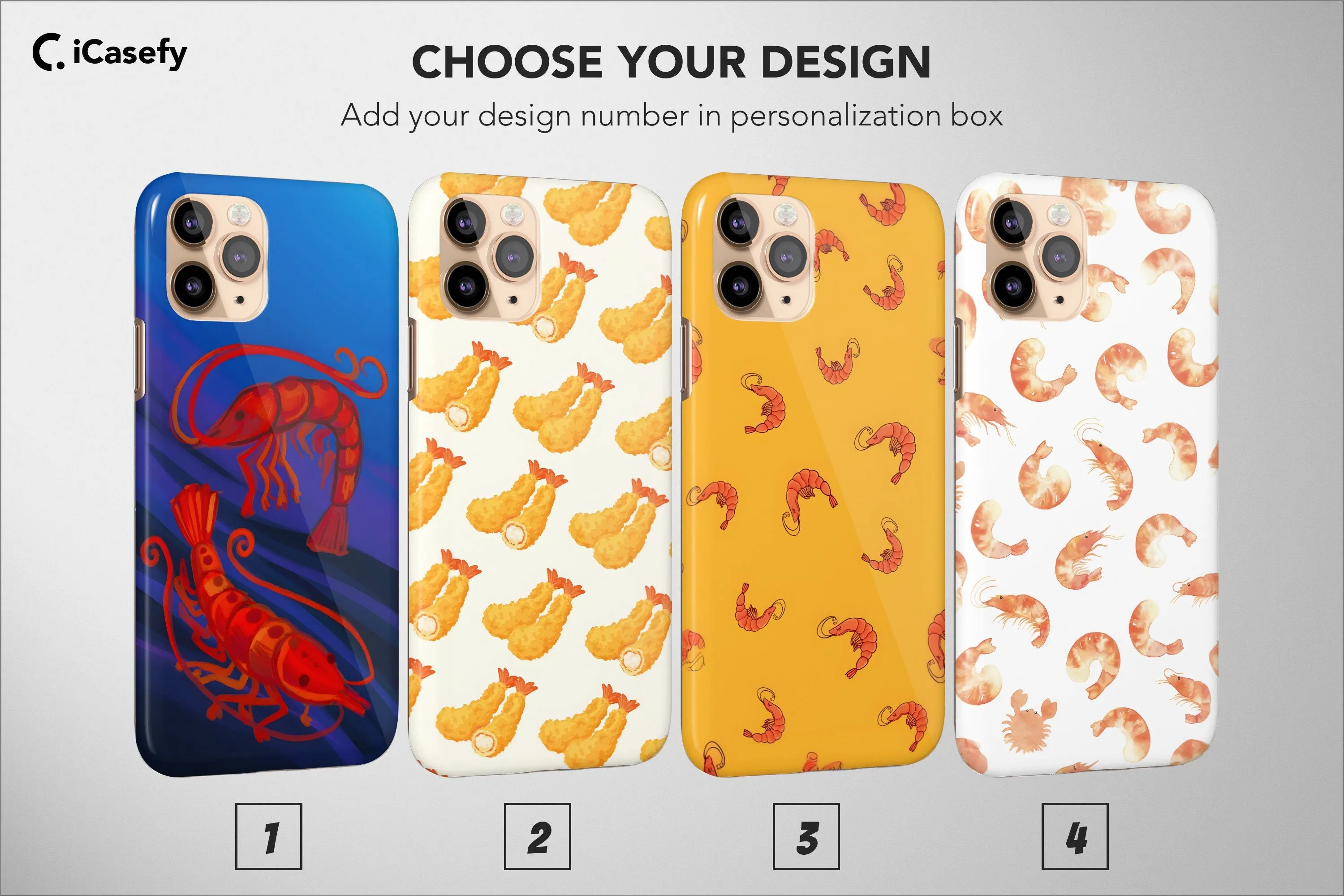 Seamless Pattern Shrimp Phone Case Sea Fish Cover