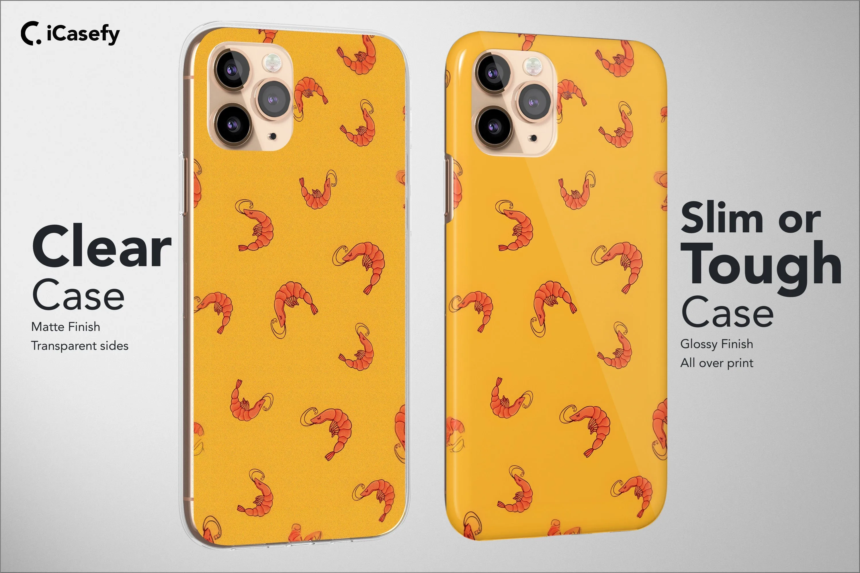 Seamless Pattern Shrimp Phone Case Sea Fish Cover