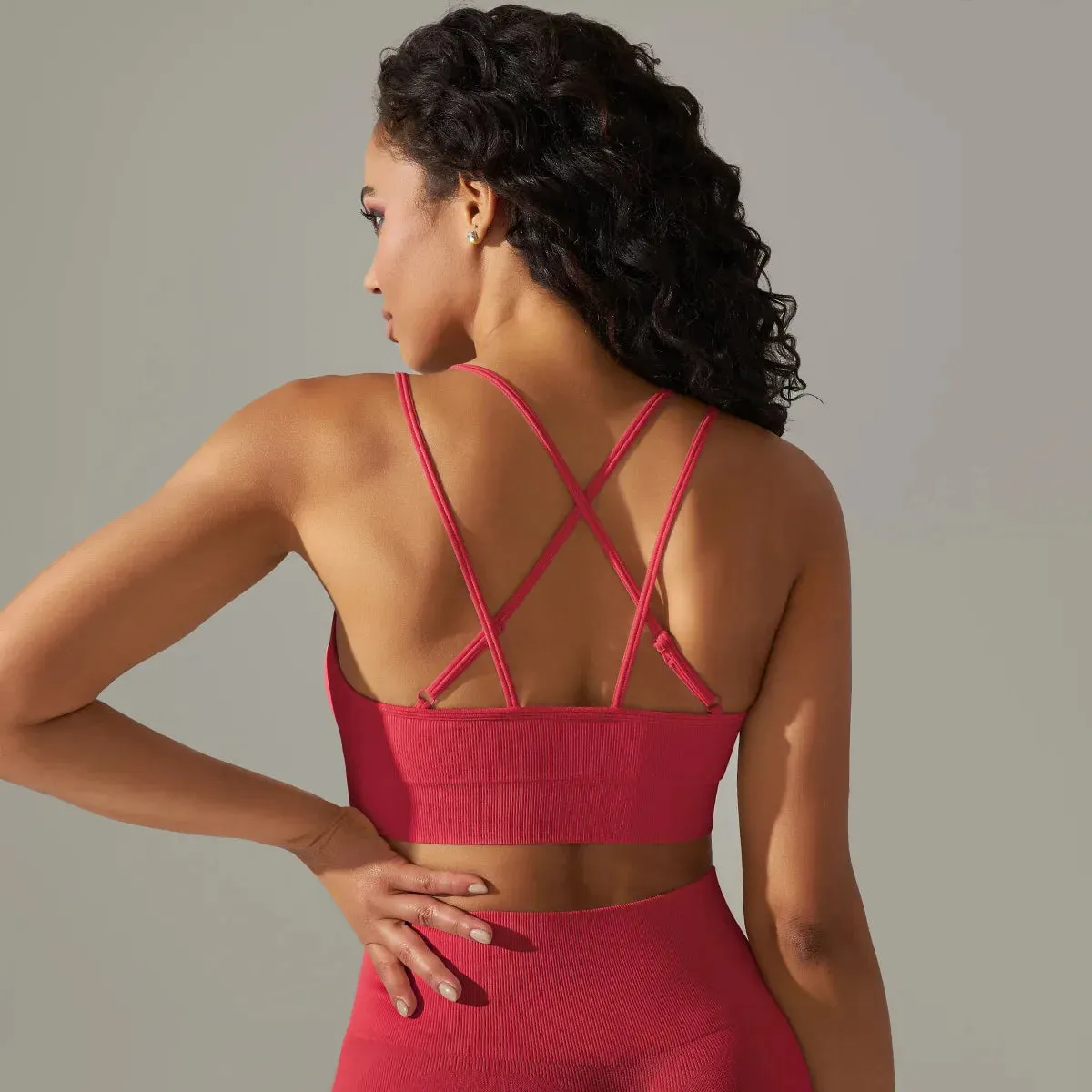 Single Strap Chest Pad Running Fitness Sports Bra
