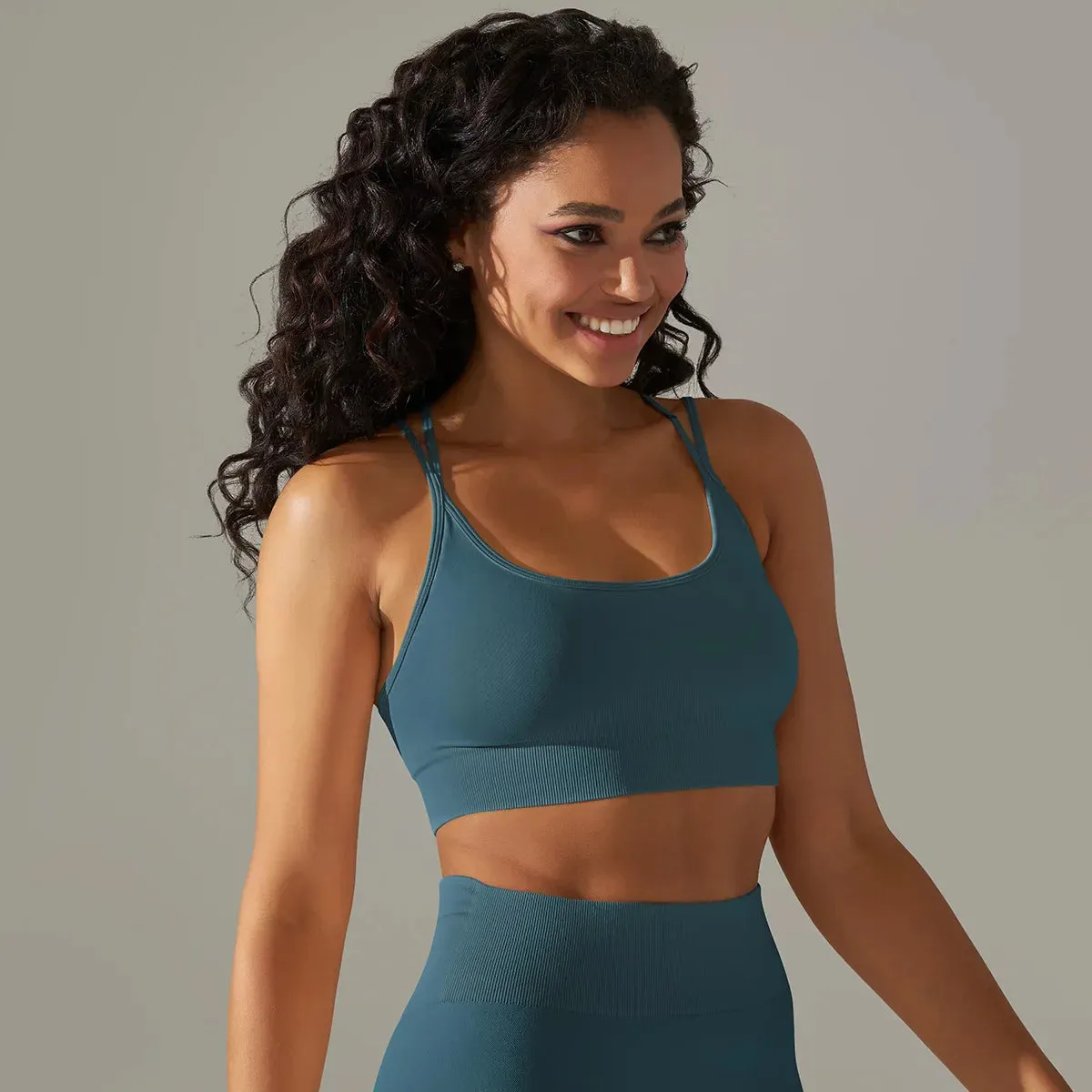 Single Strap Chest Pad Running Fitness Sports Bra