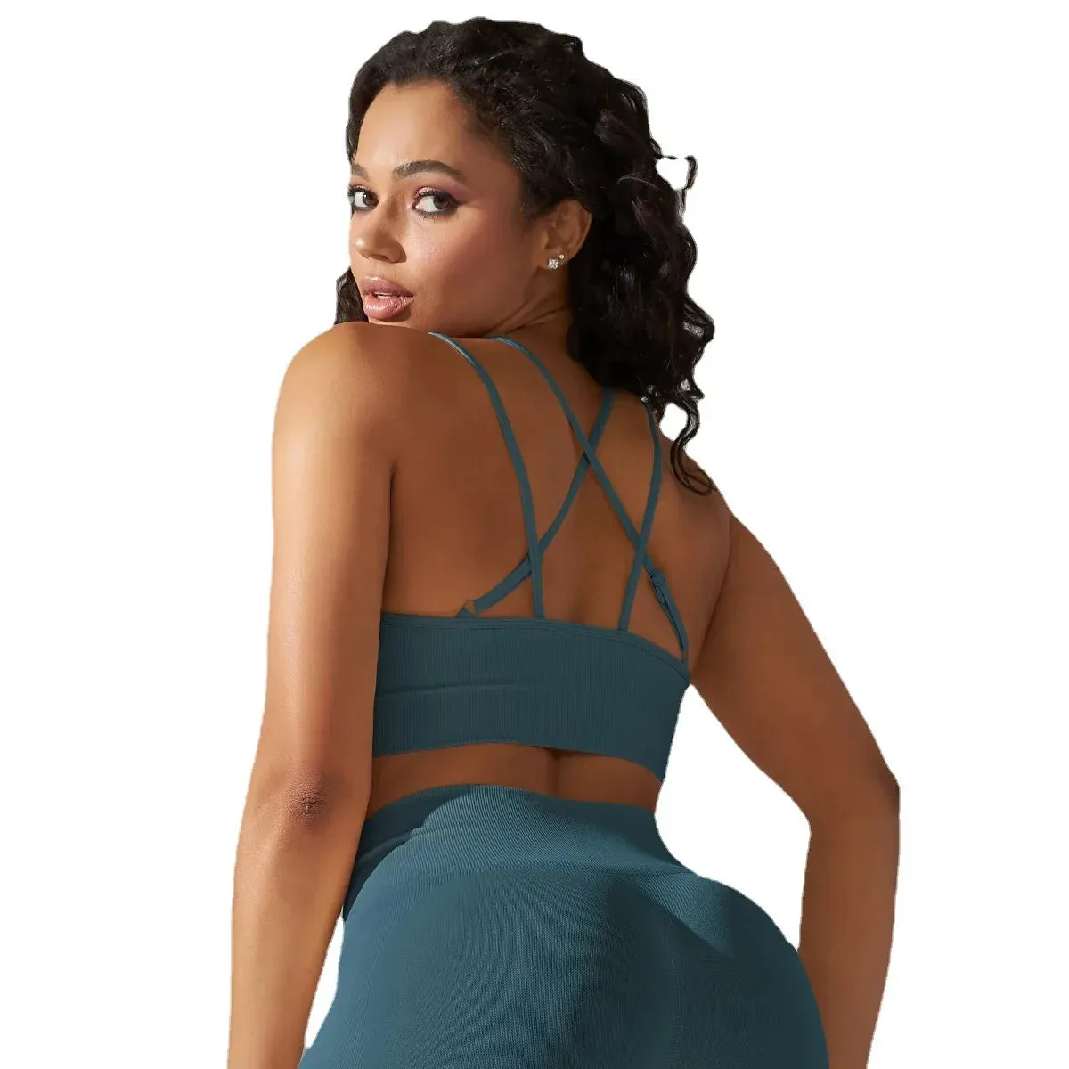 Single Strap Chest Pad Running Fitness Sports Bra