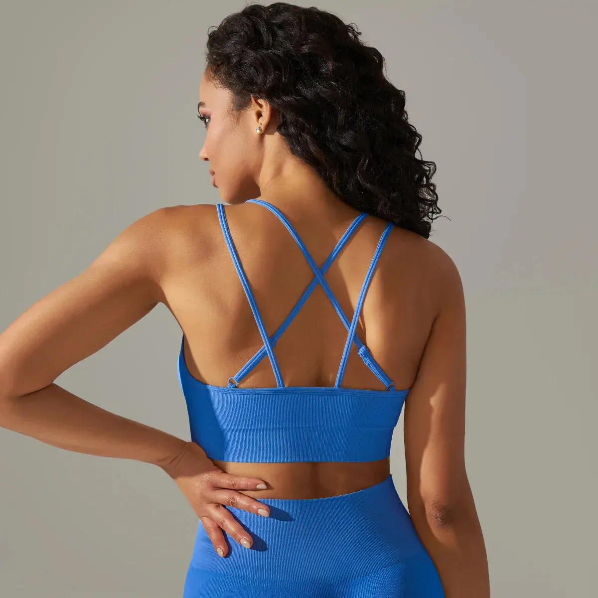 Single Strap Chest Pad Running Fitness Sports Bra