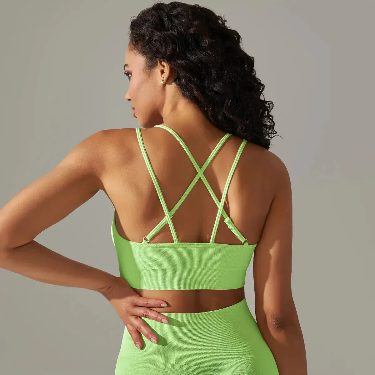 Single Strap Chest Pad Running Fitness Sports Bra