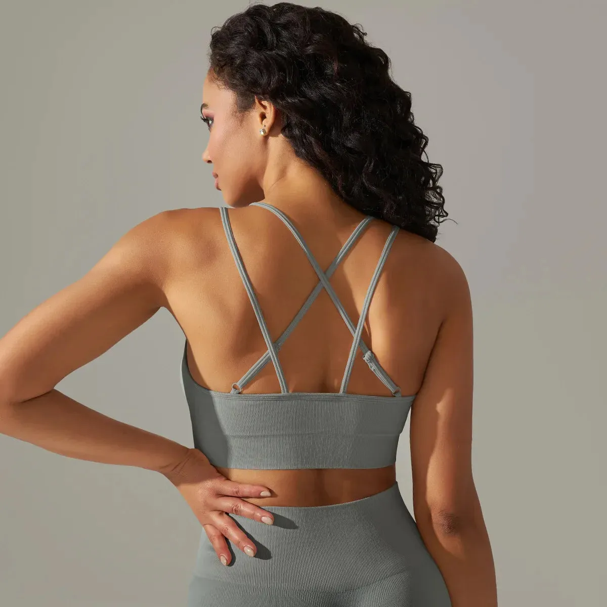 Single Strap Chest Pad Running Fitness Sports Bra