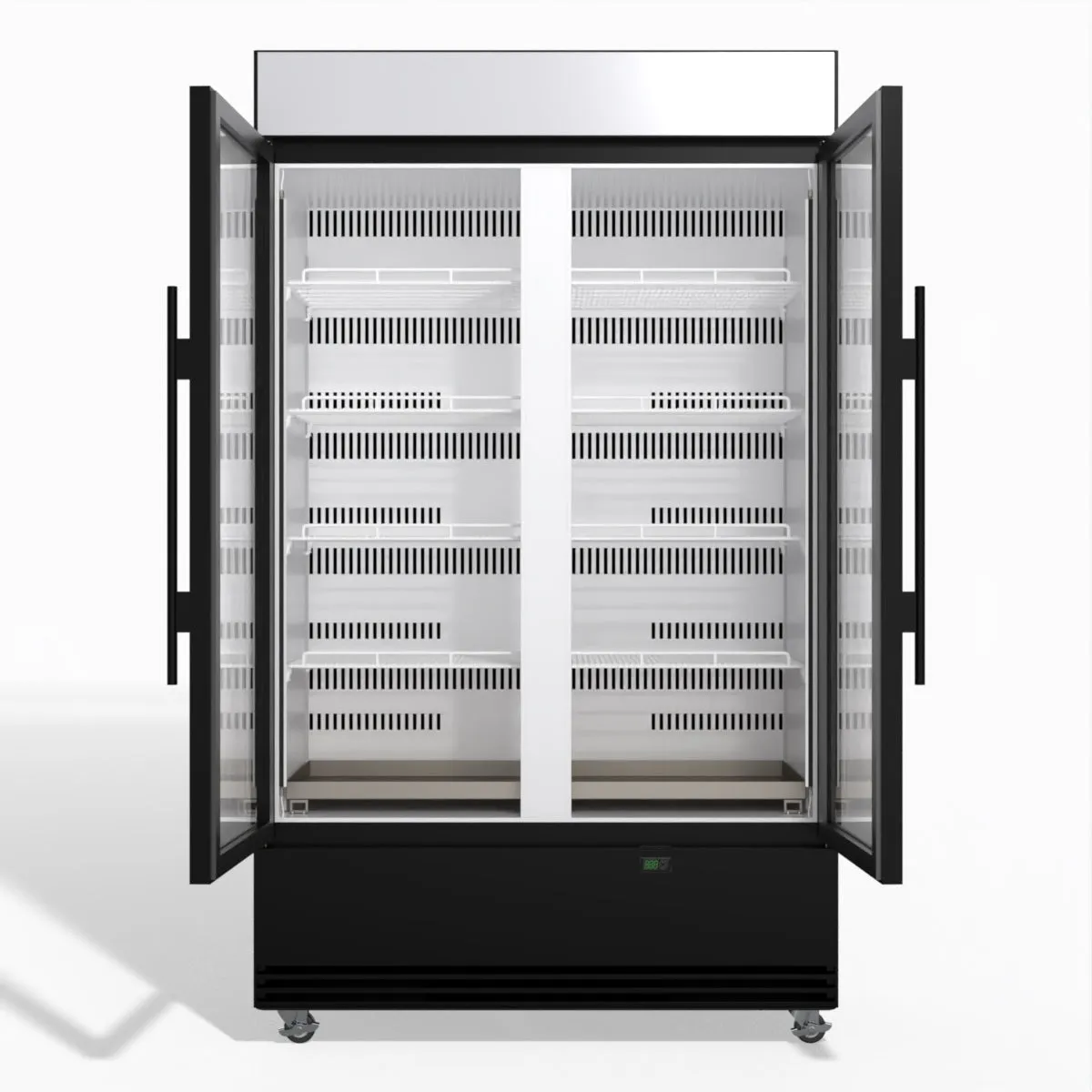 Skope BME1200N-AC 2 Glass Door Display or Storage Fridge, Lit Sign