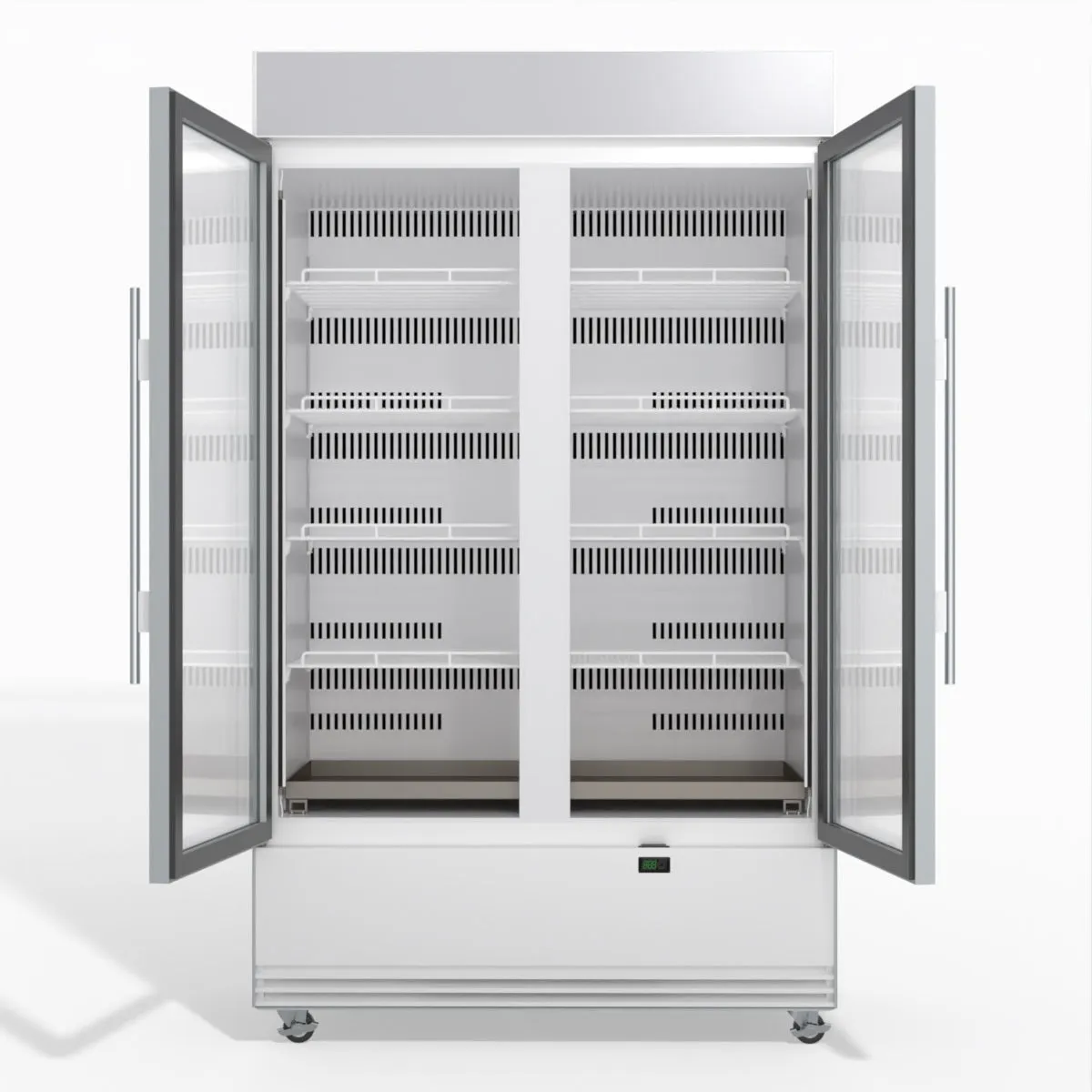 Skope BME1200N-AC 2 Glass Door Display or Storage Fridge, Lit Sign
