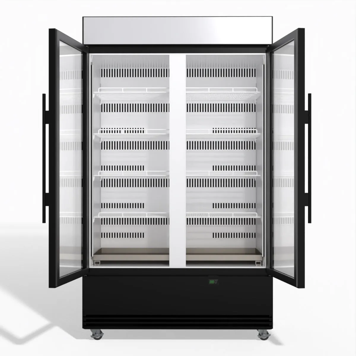 Skope BME1200N-AC 2 Glass Door Display or Storage Fridge, Lit Sign