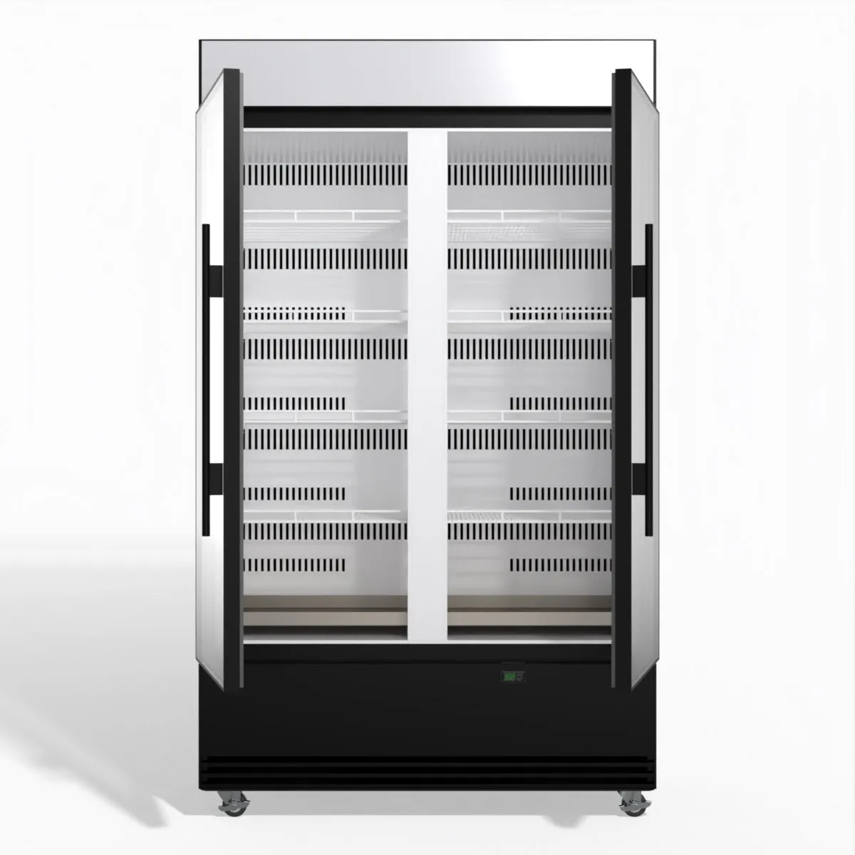 Skope BME1200N-AC 2 Glass Door Display or Storage Fridge, Lit Sign