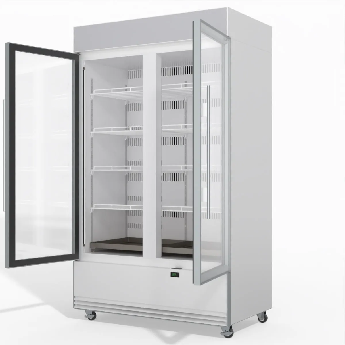 Skope BME1200N-AC 2 Glass Door Display or Storage Fridge, Lit Sign