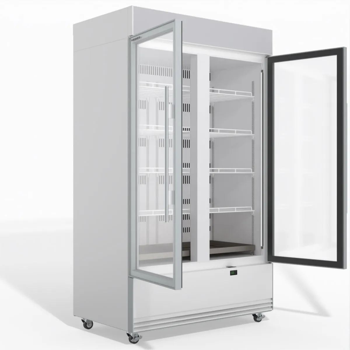 Skope BME1200N-AC 2 Glass Door Display or Storage Fridge, Lit Sign