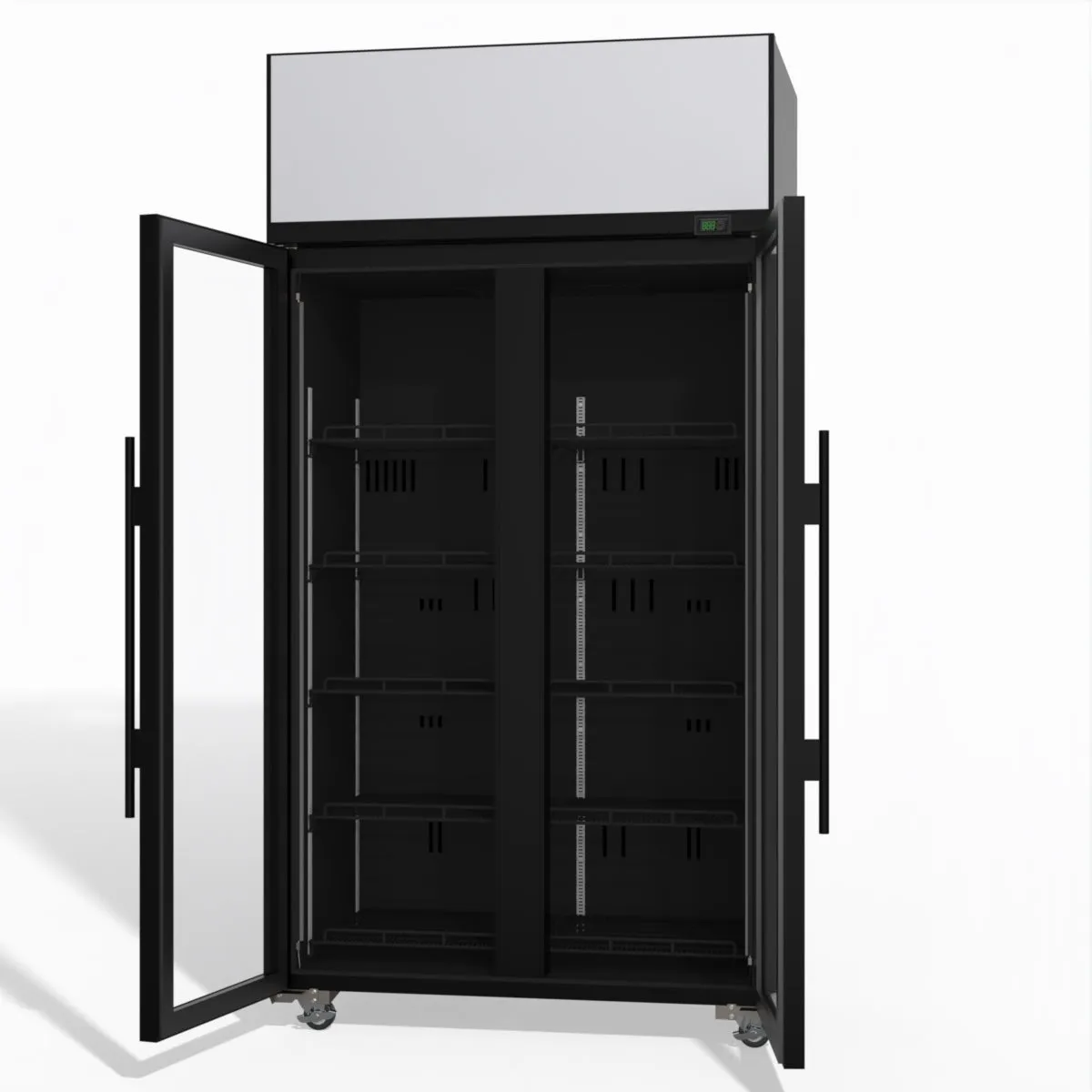 Skope TME1000N-AC 2 Glass Door Display or Storage Fridge, Lit Sign