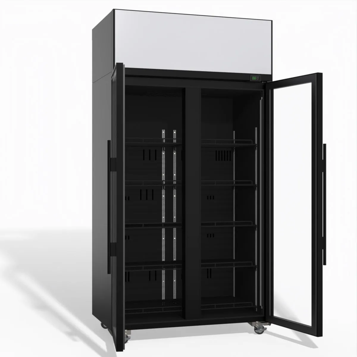 Skope TME1000N-AC 2 Glass Door Display or Storage Fridge, Lit Sign
