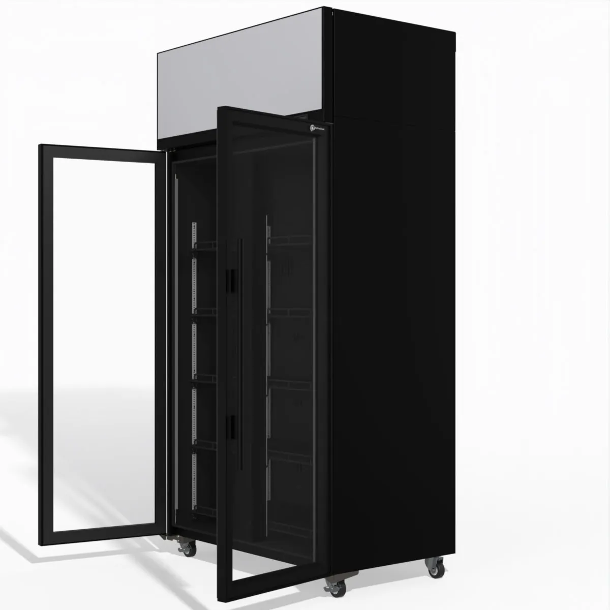 Skope TME1000N-AC 2 Glass Door Display or Storage Fridge, Lit Sign