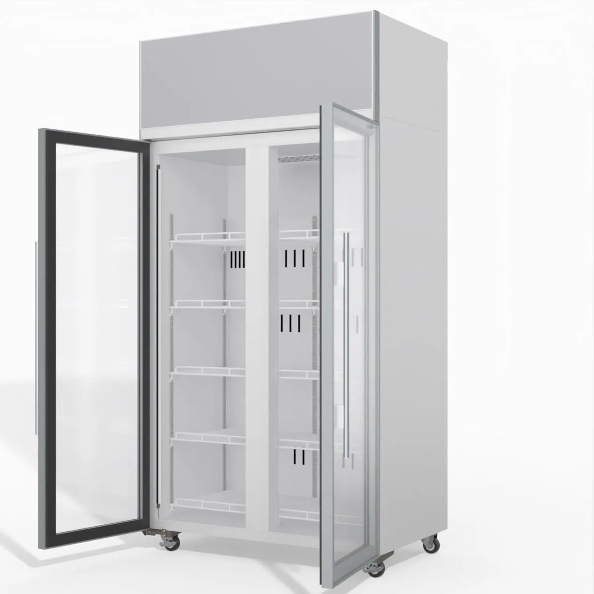 Skope TME1000N-AC 2 Glass Door Display or Storage Fridge, Lit Sign