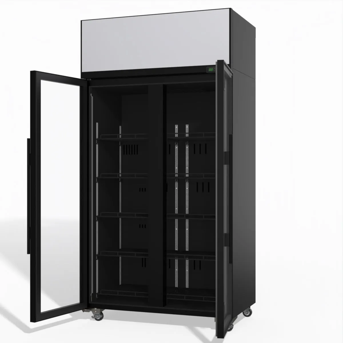 Skope TME1000N-AC 2 Glass Door Display or Storage Fridge, Lit Sign