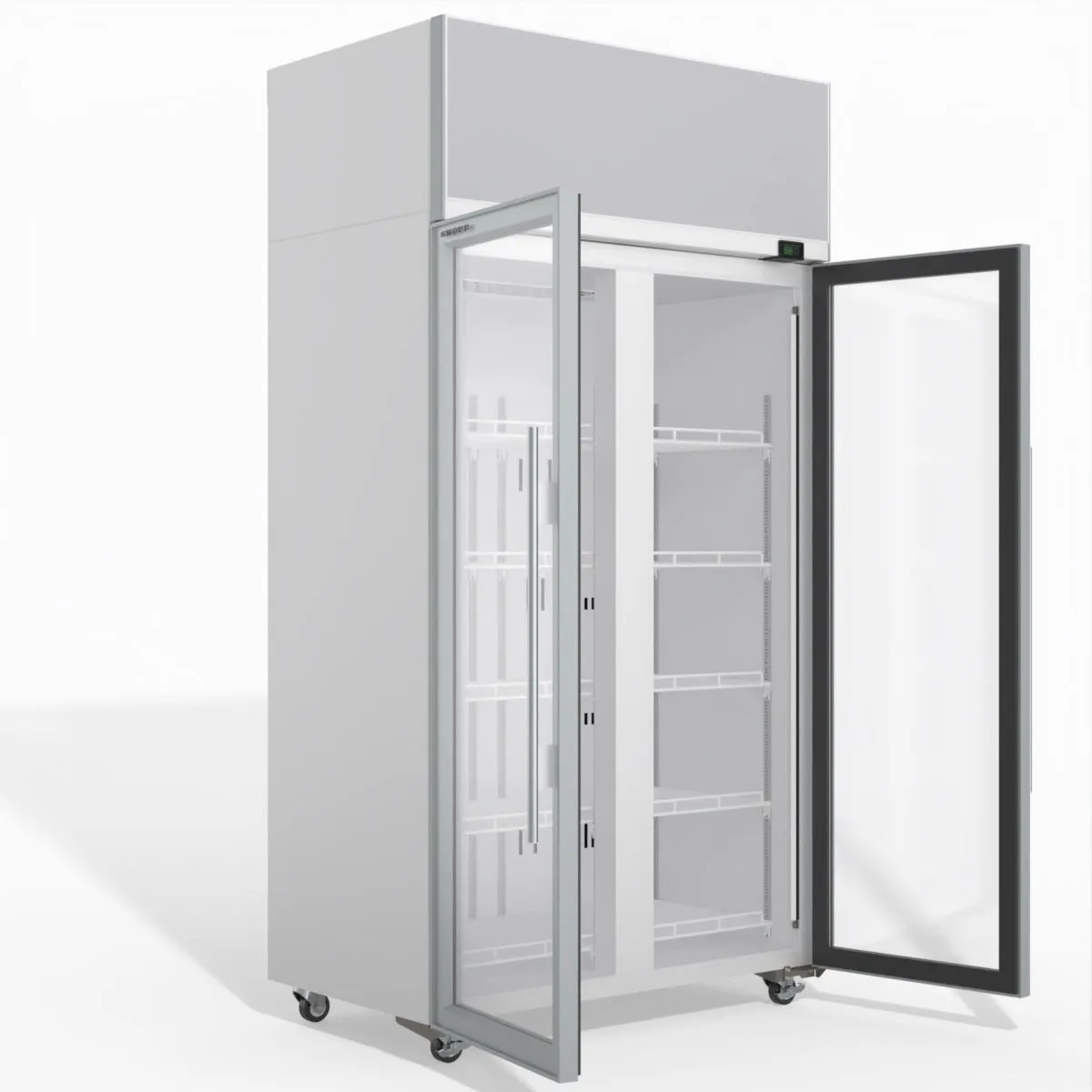 Skope TME1000N-AC 2 Glass Door Display or Storage Fridge, Lit Sign