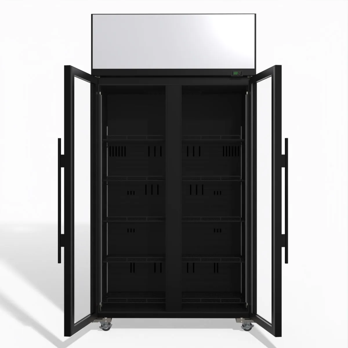 Skope TME1000N-AC 2 Glass Door Display or Storage Fridge, Lit Sign