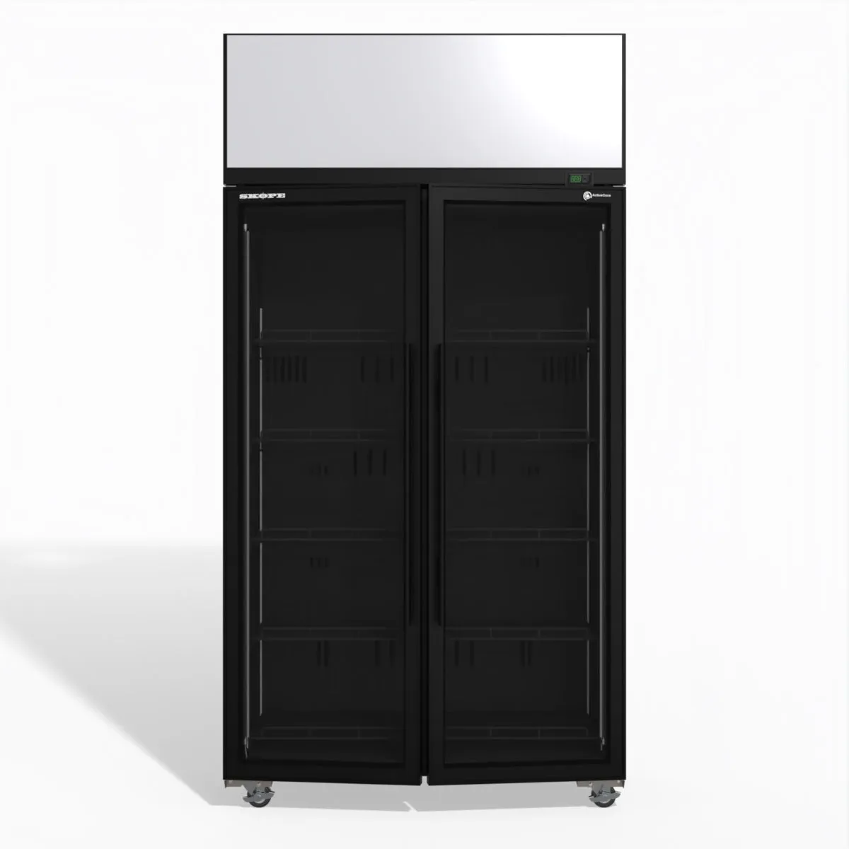 Skope TME1000N-AC 2 Glass Door Display or Storage Fridge, Lit Sign