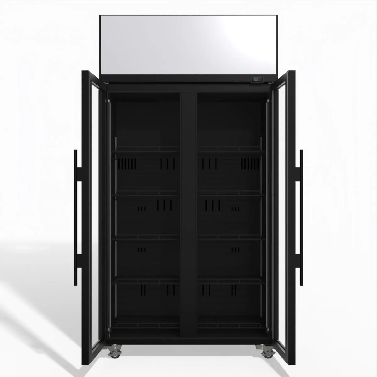 Skope TME1000N-AC 2 Glass Door Display or Storage Fridge, Lit Sign