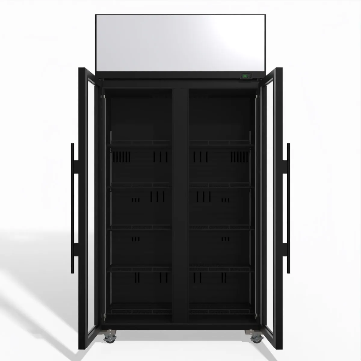 Skope TME1000N-AC 2 Glass Door Display or Storage Fridge, Lit Sign
