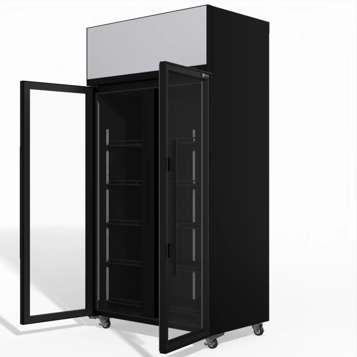 Skope TME1000N-AC 2 Glass Door Display or Storage Fridge, Lit Sign