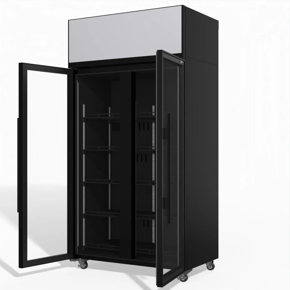 Skope TME1000N-AC 2 Glass Door Display or Storage Fridge, Lit Sign