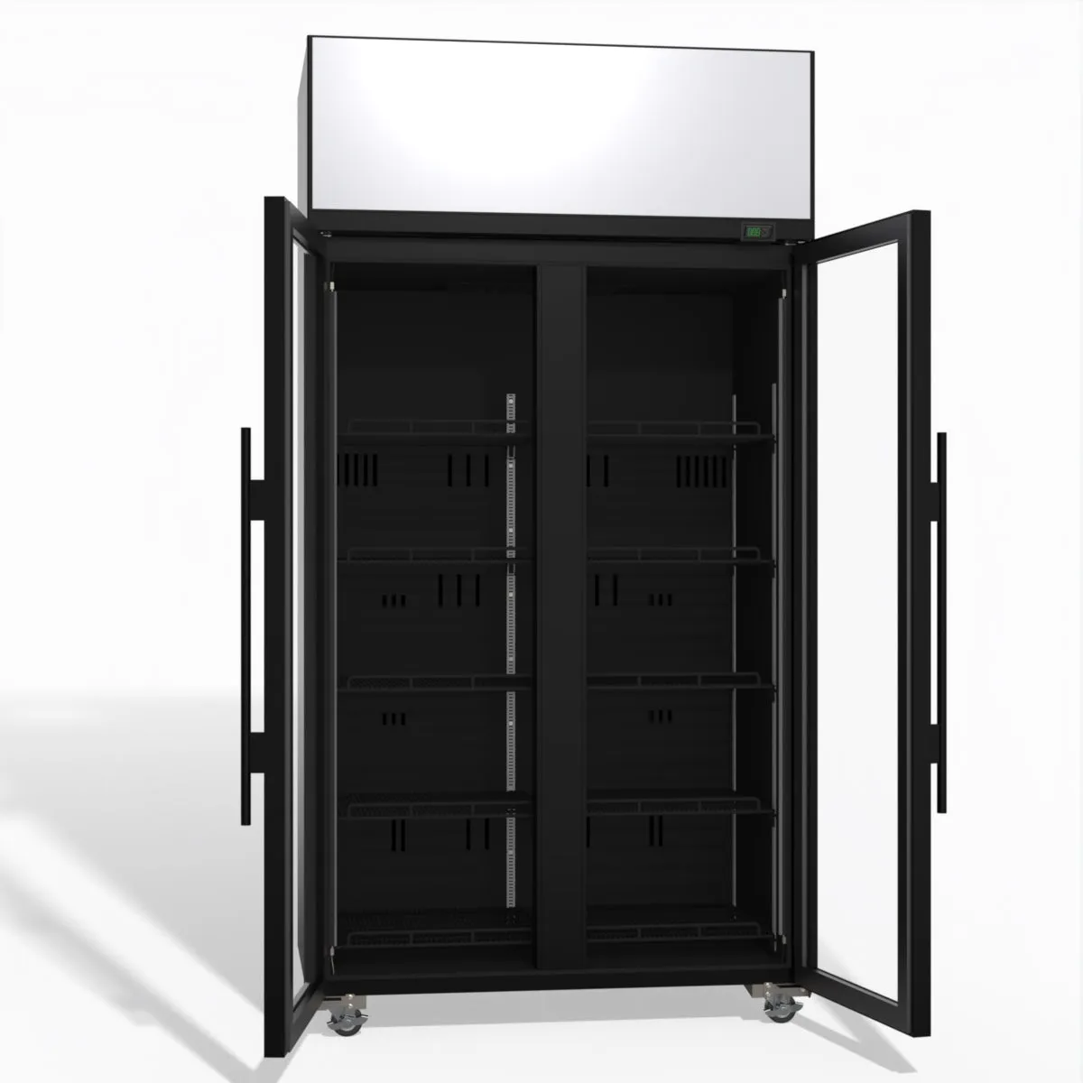 Skope TME1000N-AC 2 Glass Door Display or Storage Fridge, Lit Sign