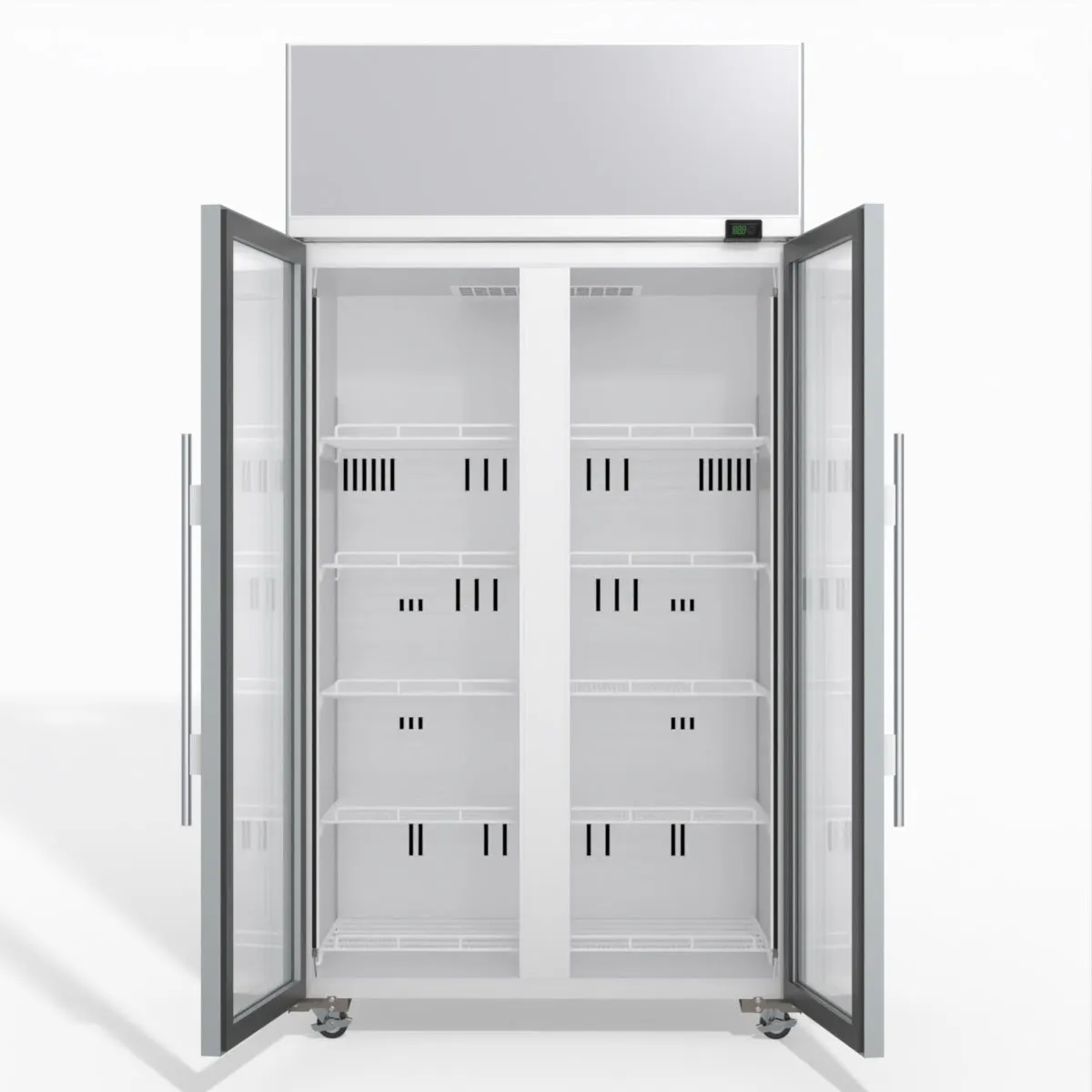 Skope TME1000N-AC 2 Glass Door Display or Storage Fridge, Lit Sign