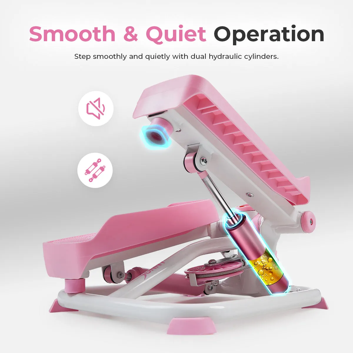 Smart Pink Mini Stepper with Resistant Bands