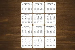 Spanish Mini Calendar Stickers 2022 & 2023 | Start With Any Month | For Planners and Journals  | Monthly Stickers | SPANISH LANGUAGE
