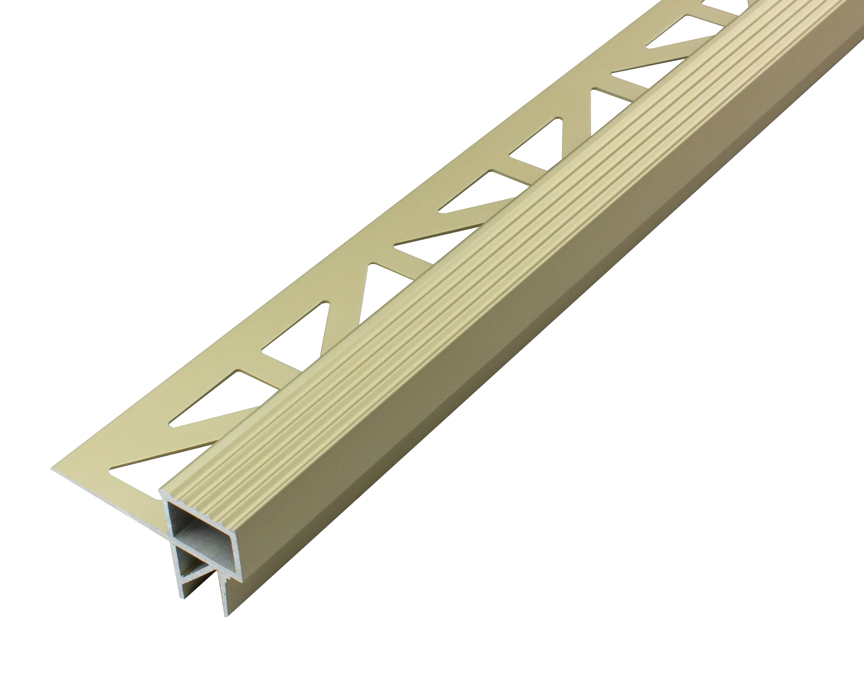 SQUARESTEP -LED – Stair nosing profile - 7/16 in. H x 11/16 in. W - champagne Anodized -Anti-slip step profile