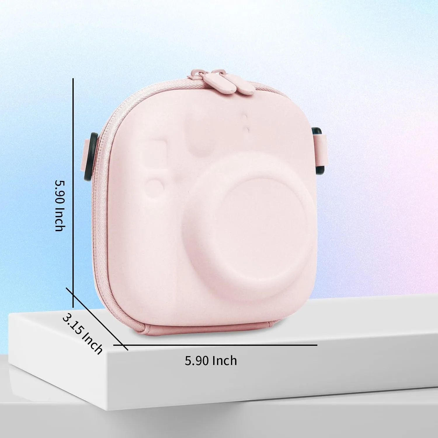 Universal Protective Camera Case for Fujifilm Instax Mini 12 11 9 8 SE 7  40, Instant Camera Bag Hard EVA Case with Shoulder Strap- Blossom Pink
