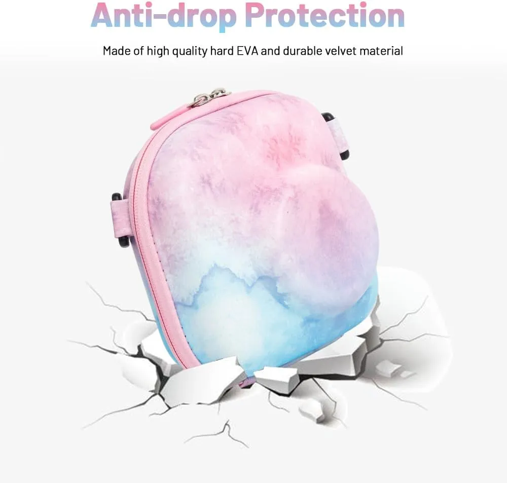 Universal Protective Camera Case for Fujifilm Instax Mini 12 11 9 8 SE 7  40, Instant Camera Bag Hard EVA Case with Shoulder Strap- Blue pink painting