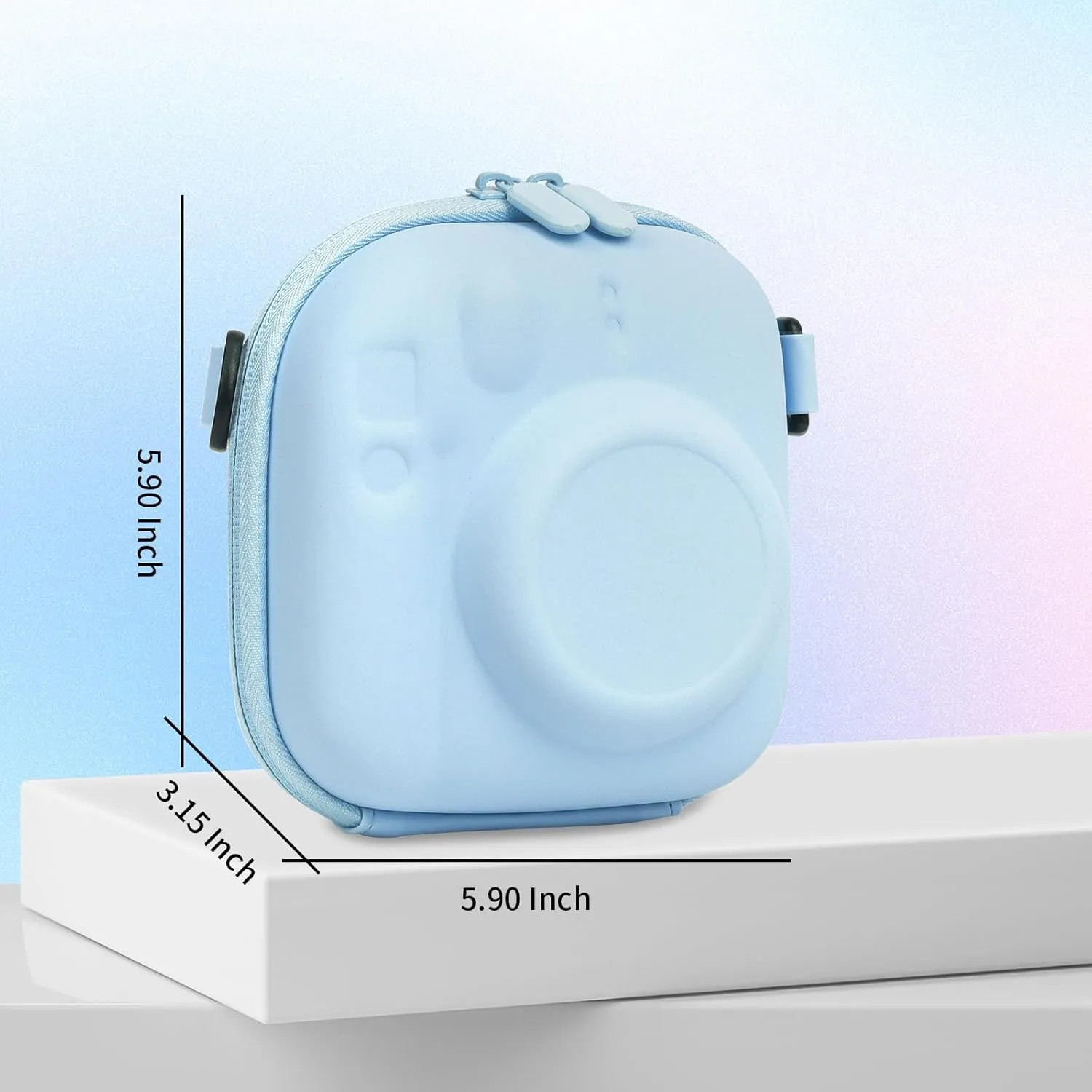 Universal Protective Camera Case for Fujifilm Instax Mini 12 11 9 8 SE 7  40, Instant Camera Bag Hard EVA Case with Shoulder Strap- Pastel Blue