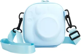 Universal Protective Camera Case for Fujifilm Instax Mini 12 11 9 8 SE 7  40, Instant Camera Bag Hard EVA Case with Shoulder Strap- Pastel Blue