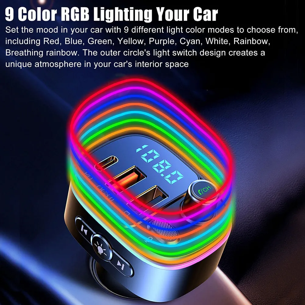 Wireless FM Transmitter For Car Bluetooth 5.0 FM Radio Adapter