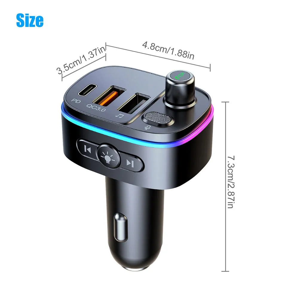 Wireless FM Transmitter For Car Bluetooth 5.0 FM Radio Adapter