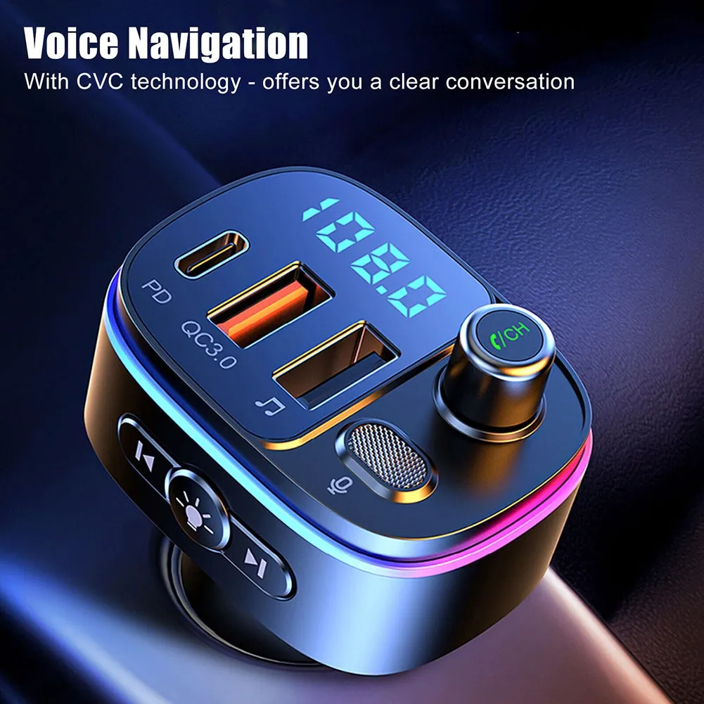 Wireless FM Transmitter For Car Bluetooth 5.0 FM Radio Adapter