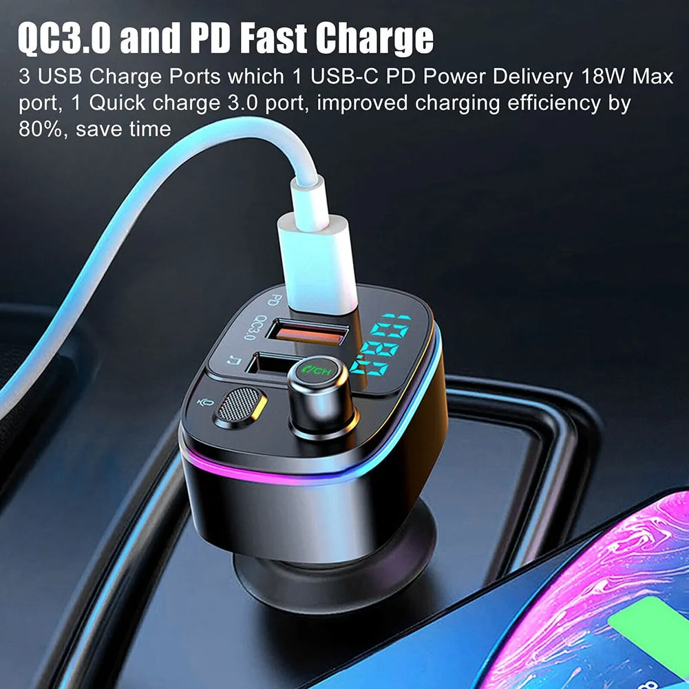 Wireless FM Transmitter For Car Bluetooth 5.0 FM Radio Adapter