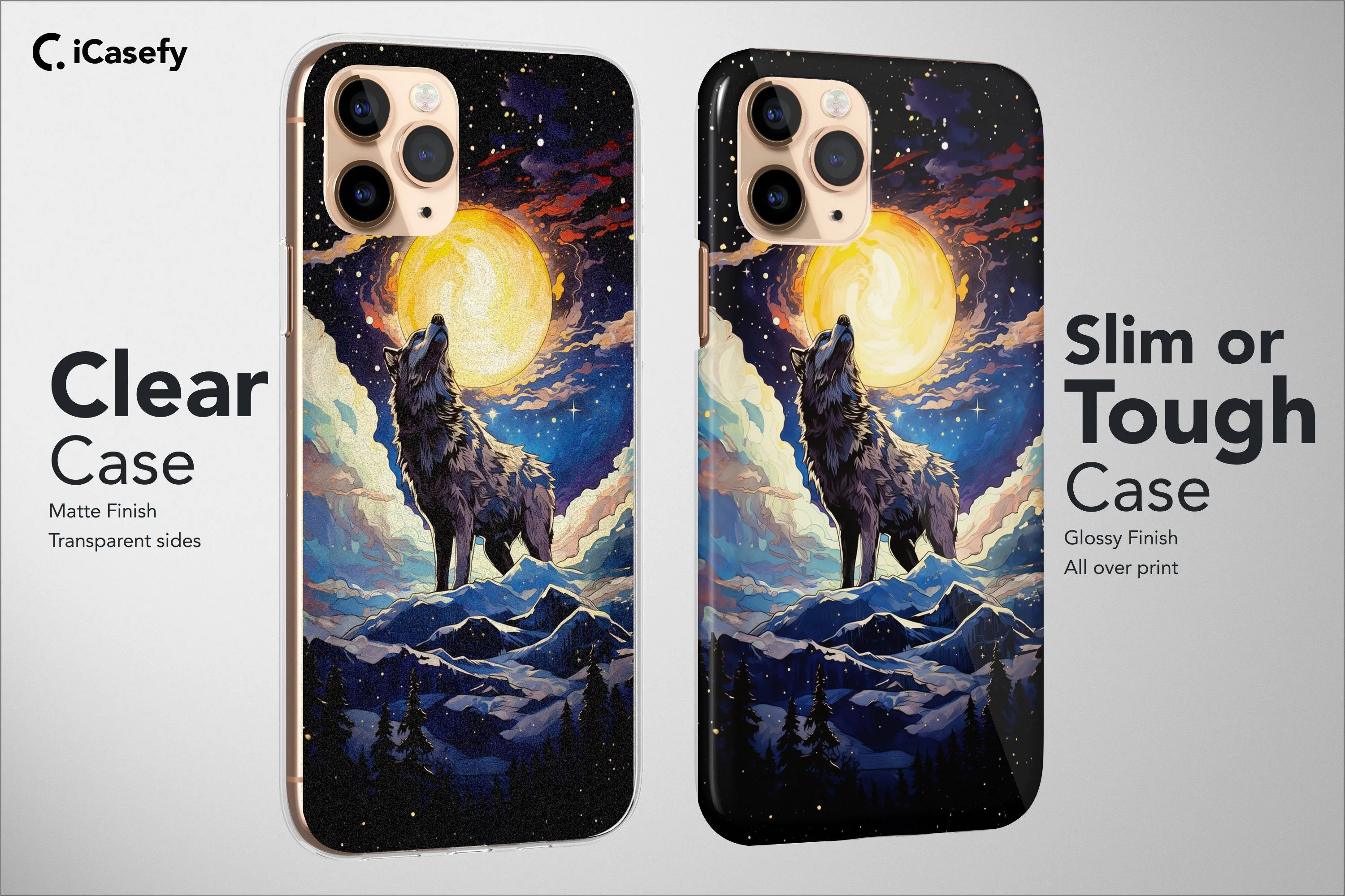 Wolf Phone Case Floral Sky Mon Animal Watercolor Cover